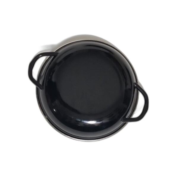 Vintage Enamelware Saute 3 Paella Nestling Pan Set Red Blue Yellow Black - Picture 7 of 9